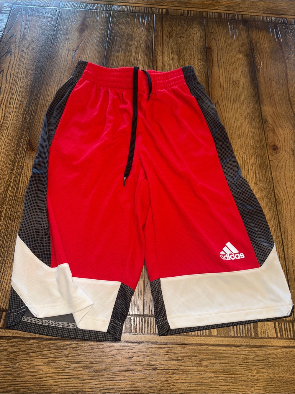 adidas Ki Team Basketball Red Shorts with Black and White Panels